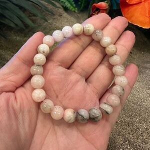 Pink Opal 8mm Bead Bracelet – Natural Gemstone from Brazil